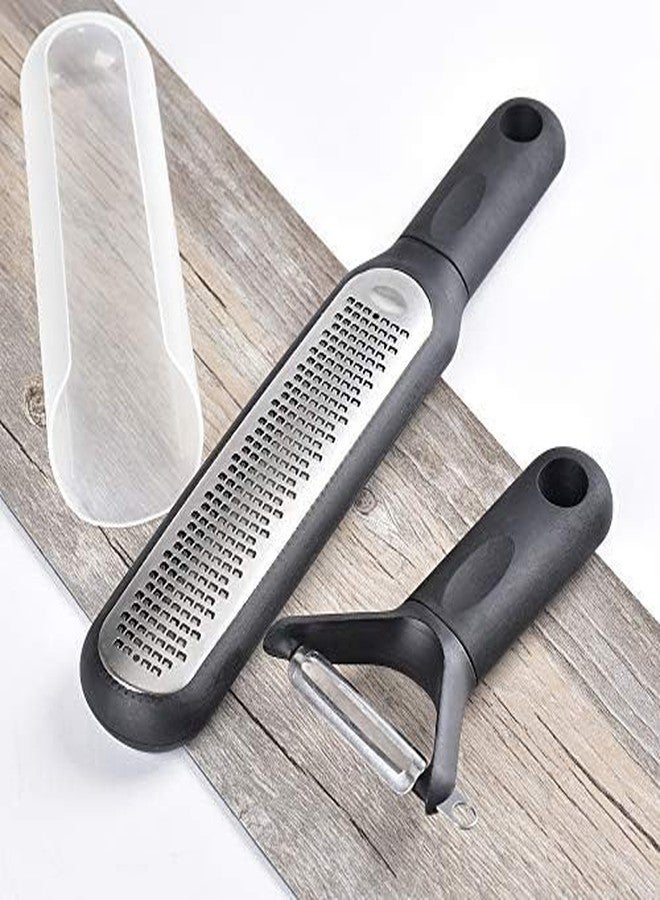 Bagonia Lemon Zester & Cheese Grater with Protective Cover And Peeler for kitchen - Premium Stainless Steel - A Sharp Kitchen Tool for Lemon, Ginger, Garlic, Nutmeg, Chocolate, Vegetables, Fruits, Dishwasher Safe, Black - Image 4