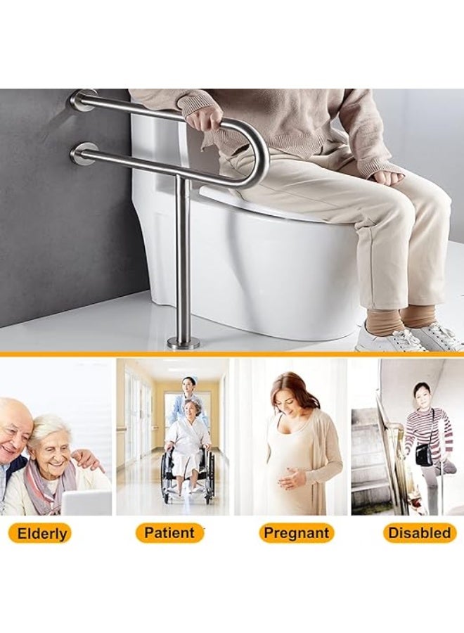 DUNISO Toilet Grab Bar，Stainless Steel Toilet Rail Bathroom Support for Elderly Bariatric Disabled，Toilet Safety Rails for Bathroom with Leg，for Elderly Disabled Pregnant - Image 4