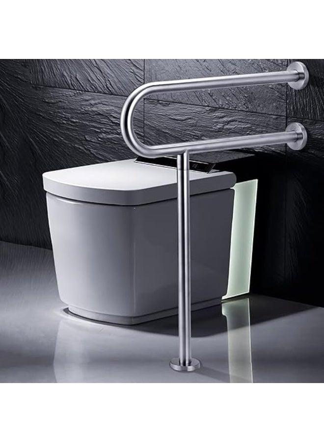 DUNISO Toilet Grab Bar，Stainless Steel Toilet Rail Bathroom Support for Elderly Bariatric Disabled，Toilet Safety Rails for Bathroom with Leg，for Elderly Disabled Pregnant - Image 3