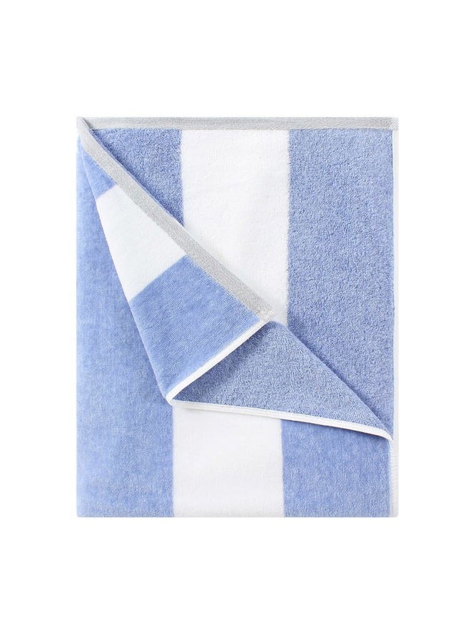 HENBAY Fluffy Oversized Beach Towel - Plush Thick Large 70 x 35 Inch Cotton Pool Towel, Blue Striped Quick Dry Swimming Cabana Towel - Image 1