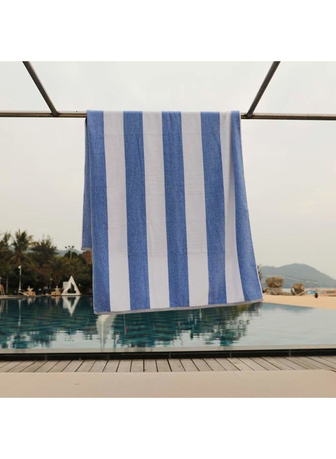 HENBAY Fluffy Oversized Beach Towel - Plush Thick Large 70 x 35 Inch Cotton Pool Towel, Blue Striped Quick Dry Swimming Cabana Towel - Image 4