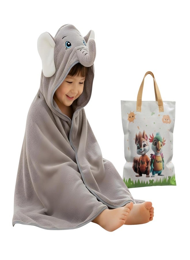 PAX PARROT Ultra-Soft Baby Hooded Towel – 100% Cotton Wrap Your Little one in Softness and Joy, Hypoallergenic & Super Absorbent Bath Wrap for Newborns & Toddlers | Cute Animal Design,(0-5Years) (Grey Elephant) - Image 1