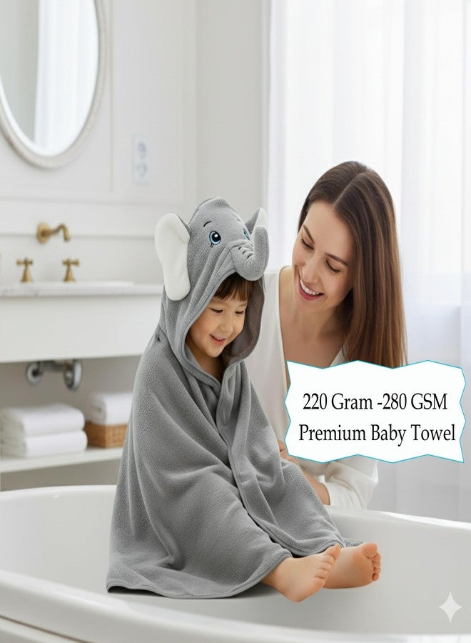 PAX PARROT Ultra-Soft Baby Hooded Towel – 100% Cotton Wrap Your Little one in Softness and Joy, Hypoallergenic & Super Absorbent Bath Wrap for Newborns & Toddlers | Cute Animal Design,(0-5Years) (Grey Elephant) - Image 3