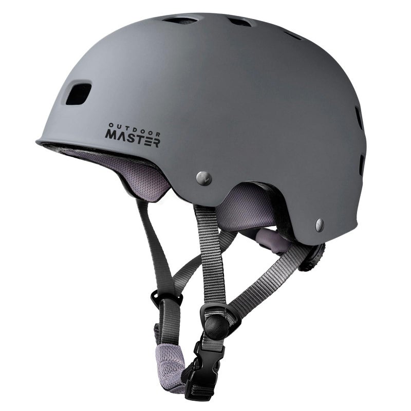 OutdoorMaster Skateboard Cycling Helmet - Two Removable Liners Ventilation Multi-Sport Scooter Roller Skate Inline Skating Rollerblading for Kids, Youth & Adults - L - Grey - Image 1