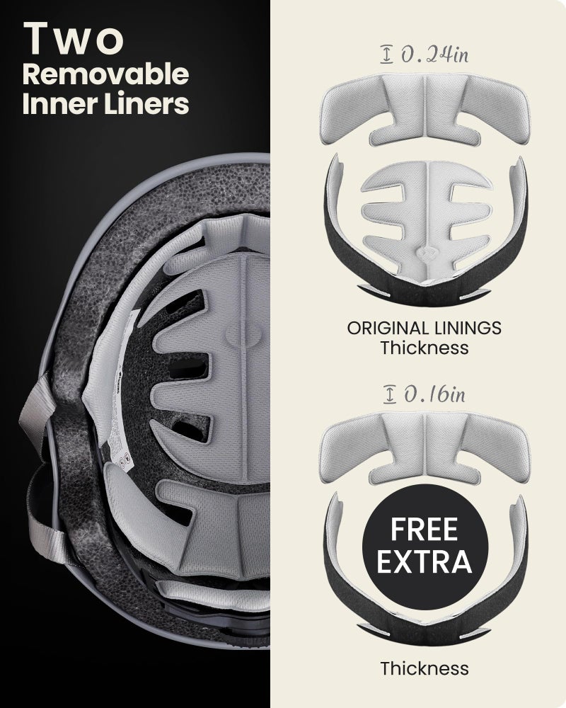 OutdoorMaster Skateboard Cycling Helmet - Two Removable Liners Ventilation Multi-Sport Scooter Roller Skate Inline Skating Rollerblading for Kids, Youth & Adults - L - Grey - Image 3