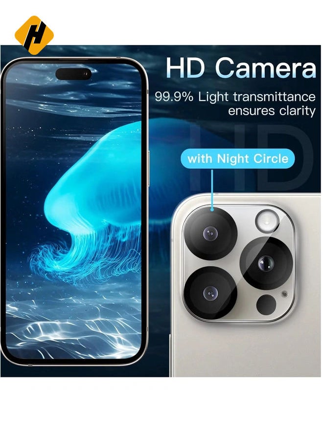 HuHa - Camera Lens Protector for iPhone 15 Pro 6.1-Inch and iPhone 15 Pro Max 6.7-Inch, 9H Tempered Glass, Anti-Scratch, Case Friendly, Does Not Affect Night Shots, HD Clear, 3-Pack - Image 1