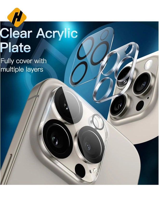 HuHa - Camera Lens Protector for iPhone 15 Pro 6.1-Inch and iPhone 15 Pro Max 6.7-Inch, 9H Tempered Glass, Anti-Scratch, Case Friendly, Does Not Affect Night Shots, HD Clear, 3-Pack - Image 1
