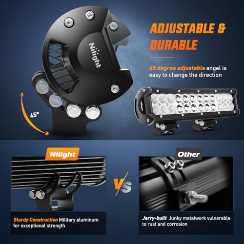 Nilight LED Light Bar 12 Inch 72W Spot Flood Combo Red Beam Off Road Lights Fishing Hunting Emergency Deck Lights Boat Lights LED Work Light for Trucks UTV Pick-up Van Boat Tractor - Image 5