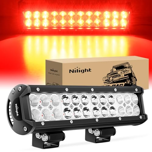 Nilight LED Light Bar 12 Inch 72W Spot Flood Combo Red Beam Off Road Lights Fishing Hunting Emergency Deck Lights Boat Lights LED Work Light for Trucks UTV Pick-up Van Boat Tractor - Image 1