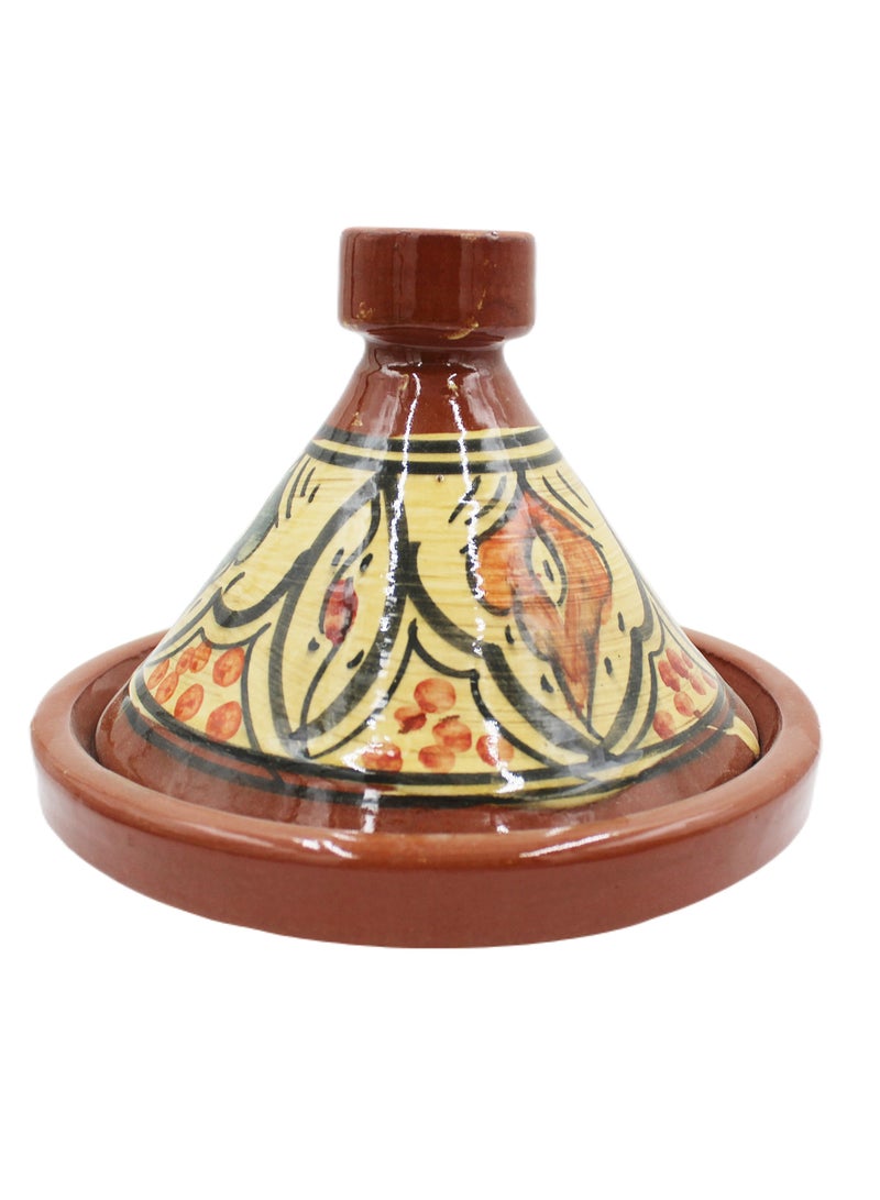 Antique Museum Moroccan Hand Panted Natural Clay Tajeen (Food Pot) 26 X 17 cm - Image 1