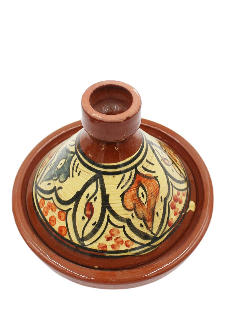 Antique Museum Moroccan Hand Panted Natural Clay Tajeen (Food Pot) 26 X 17 cm - Image 3