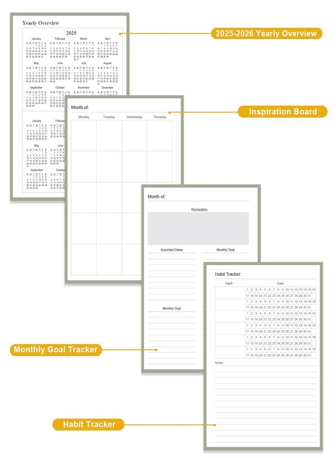Tuun Fuplan Academic Planner for 2025 2026 or Anytime - A5 Undated Weekly Student Planner For Homeschool, High School, College & Nursing Students, 200 Pages, 5.8" x 8.5", Green - Image 5