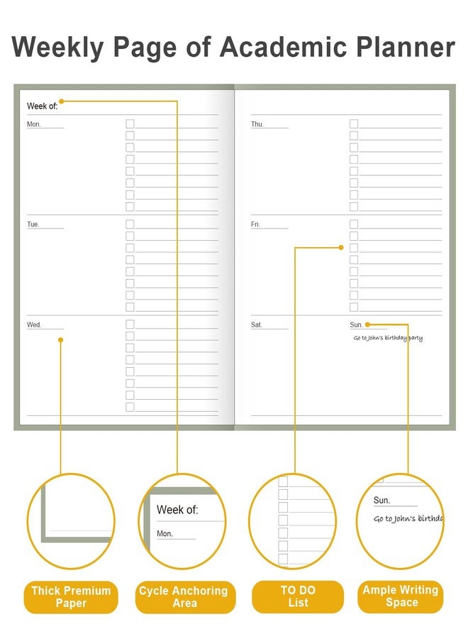 Tuun Fuplan Academic Planner for 2025 2026 or Anytime - A5 Undated Weekly Student Planner For Homeschool, High School, College & Nursing Students, 200 Pages, 5.8" x 8.5", Green - Image 3