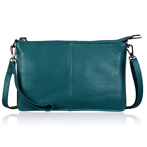 befen Women's Leather Wristlet Clutch Phone Wallet Mini Crossbody Purse Bag with RFID Card Slots (Teal) - Image 1
