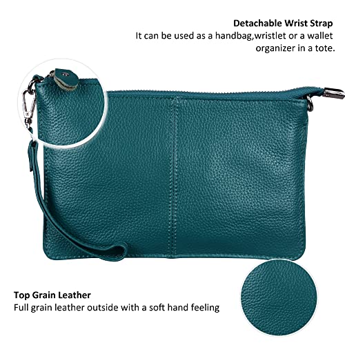befen Women's Leather Wristlet Clutch Phone Wallet Mini Crossbody Purse Bag with RFID Card Slots (Teal) - Image 5