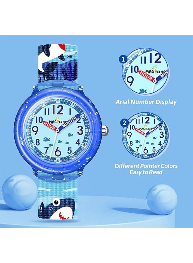 Children's Boy's Dolphan Analogue Quartz Cartoon Animal Print Textile Wrist Watch for Boys - Image 4