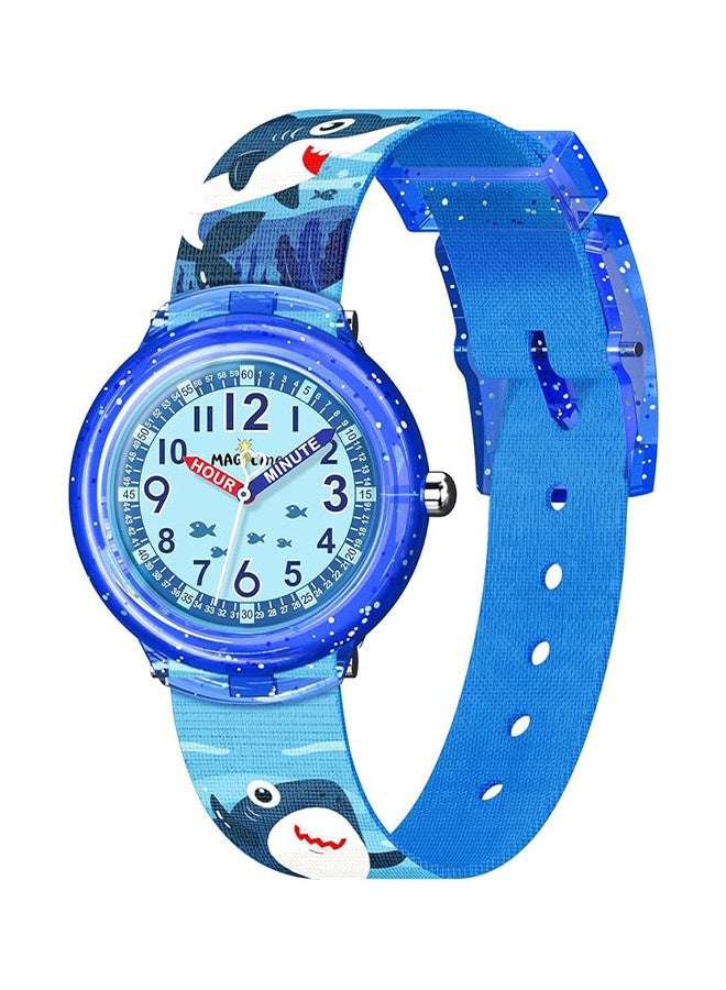 Children's Boy's Dolphan Analogue Quartz Cartoon Animal Print Textile Wrist Watch for Boys - Image 1