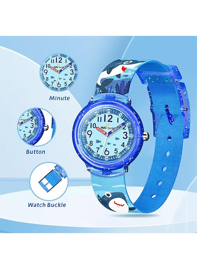 Children's Boy's Dolphan Analogue Quartz Cartoon Animal Print Textile Wrist Watch for Boys - Image 2