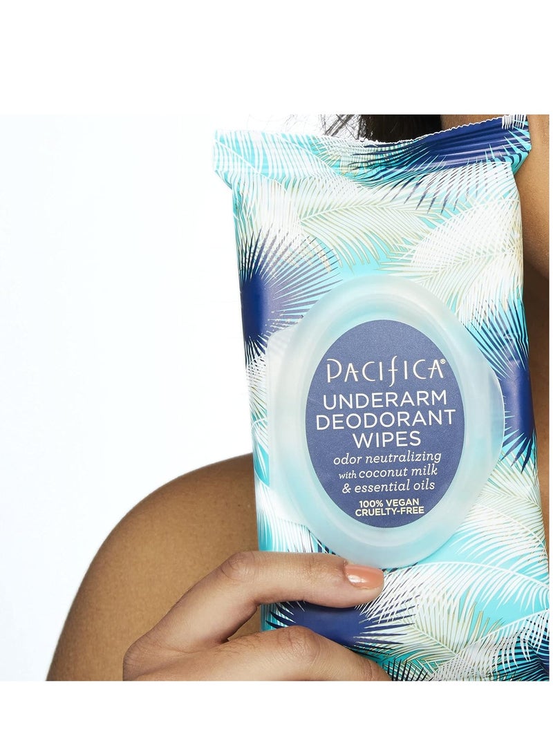 Pacifica Beauty Pacifica Beauty, Coconut Milk & Essential Oils Underarm Deodorant Wipes, 30 Count, Remove Odor On-The-Go, Aluminum Free, Travel Friendly, Fresh Coconut Scent, Vegan and Cruelty Free - Image 3