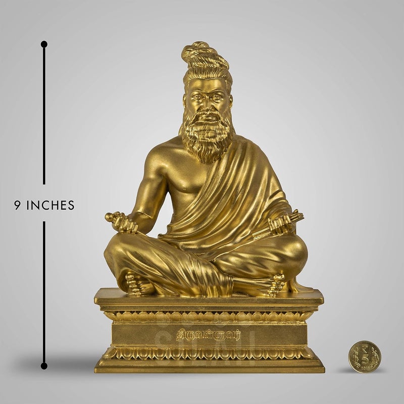 SILAII Thiruvalluvar Sculpture 9 Inch Gold Colour - Image 2
