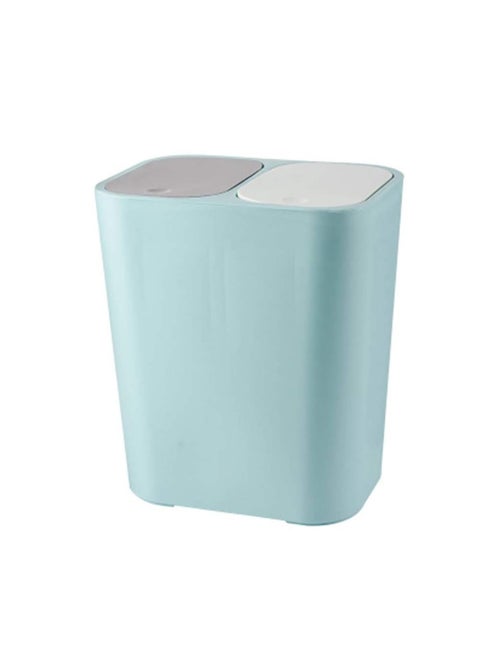 Nehguuy Ljt Garbage Can, Trash Can Rectangle Plastic Push-Button Dual Compartment 12Liter Recycling Waste Bin Garbage Can (Color : Blue)