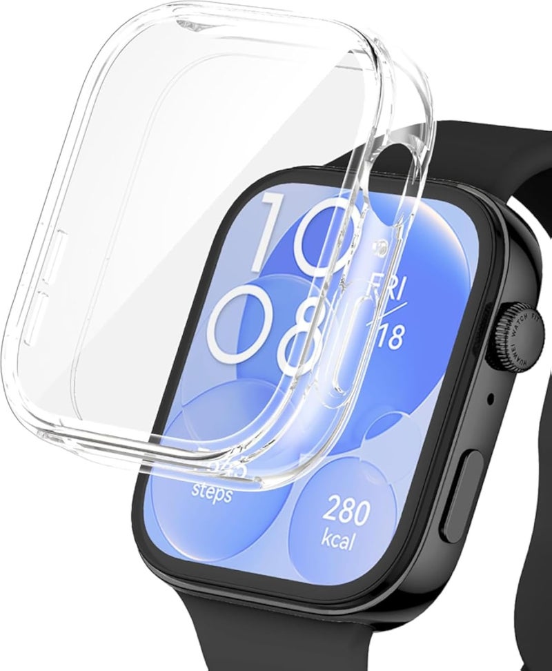 جراب Dl3 Mobilak متوافق مع ساعة هواوي Watch Fit 3، جراب شامل مع واقي شاشة مدمج، غطاء TPU ناعم مقاوم للصدمات، واقي نحيف، غطاء حماية رفيع (شفاف)