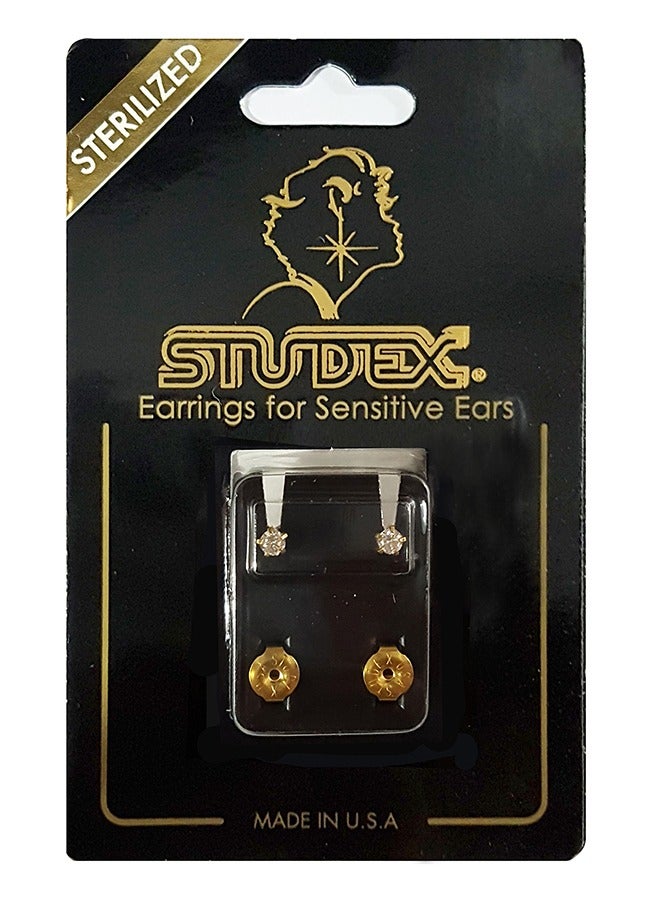 Studex 3MM Cubic Zirconia 24K Pure Gold Plated Ear Studs - Image 5