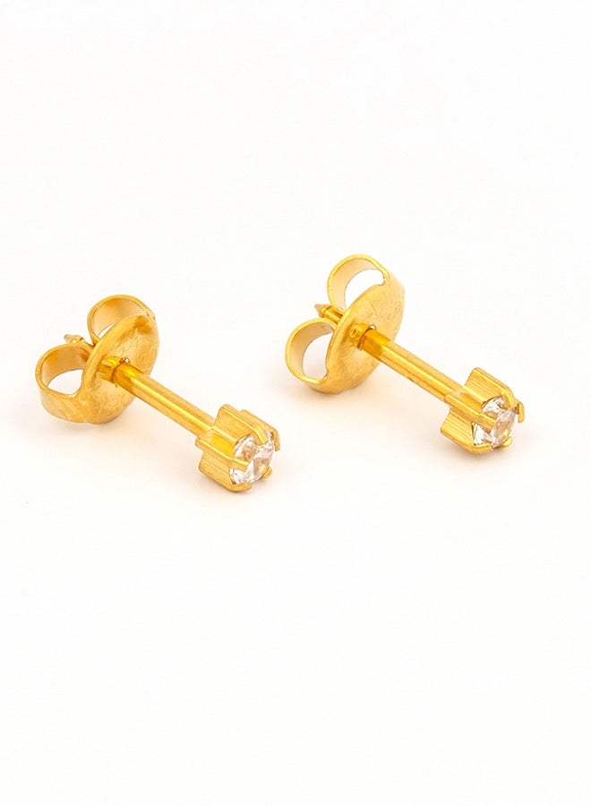 Studex 3MM Cubic Zirconia 24K Pure Gold Plated Ear Studs - Image 2