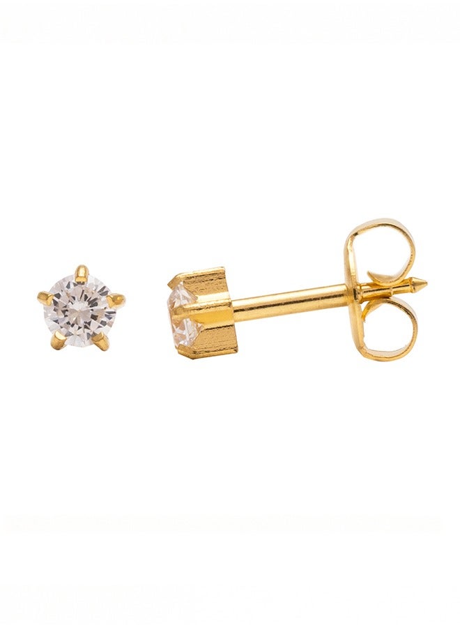 Studex 3MM Cubic Zirconia 24K Pure Gold Plated Ear Studs - Image 3