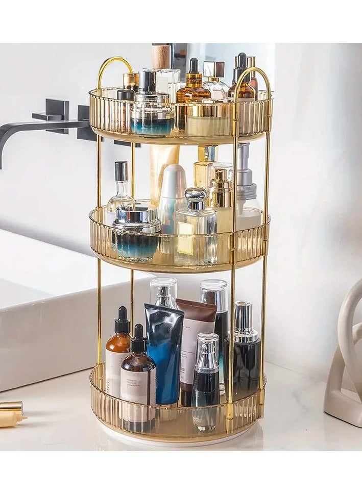 ORiTi منظم مكياج دوار 360 رفوف قابل للتعديل دوار حاملة كبيرة السعة لحقيبة تخزين مستحضرات التجميل - رمادي 2 طبقة - Image 1