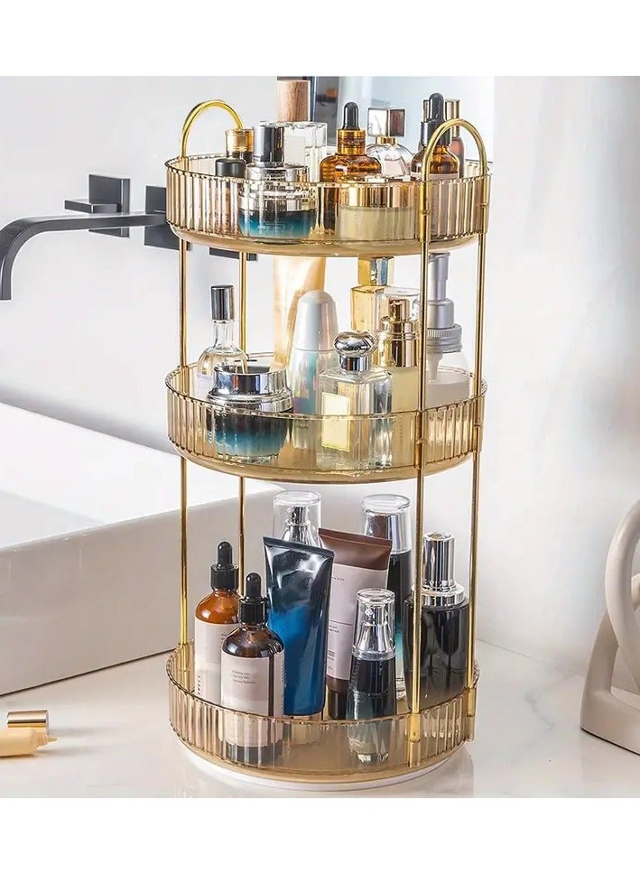 ORiTi منظم مكياج دوار 360 رفوف قابل للتعديل دوار حاملة كبيرة السعة لحقيبة تخزين مستحضرات التجميل - رمادي 2 طبقة - Image 2