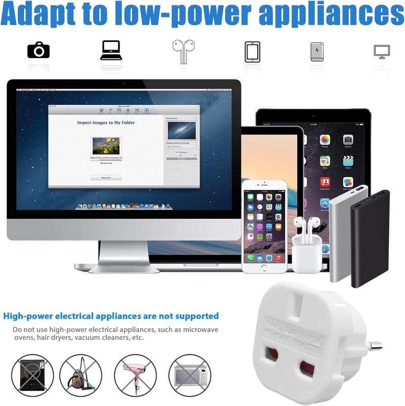JSDOIN EU Travel Adapter, UK to European Plug Adapter, Europe Converter Type C, E, F for Spain, France, Italy, Portugal, Germany, Netherlands, Greece, Poland, Turkey and More（pack2) - Image 3