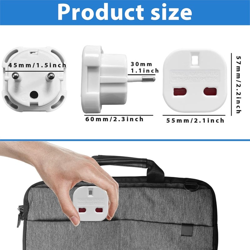 JSDOIN EU Travel Adapter, UK to European Plug Adapter, Europe Converter Type C, E, F for Spain, France, Italy, Portugal, Germany, Netherlands, Greece, Poland, Turkey and More（pack2) - Image 2