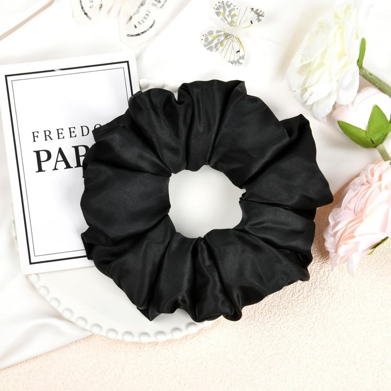 CEELGON Black Big Satin Scrunchie6.5 Inches Jumbo Scrunchies Silky Hair Ties Oversized Ponytail Holderfor Thick Curly Hair Extra Large Hair Accessories for Women (Black) - Image 5
