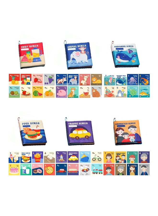 6-Piece Cloth Book, Portable Fabric Book with Hanging Rope, Suitable for Early Learning and Playtime - Image 1