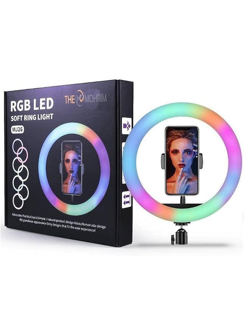 MUNTAQI RGB LED Soft Ring Light MJ26 – 10-Inch Dimmable Selfie Ring Light with Tripod Stand & Phone Holder, 26 RGB Colors, 3 Light Modes, USB Powered for Makeup, YouTube, TikTok, Photography, Live Streaming - Image 5