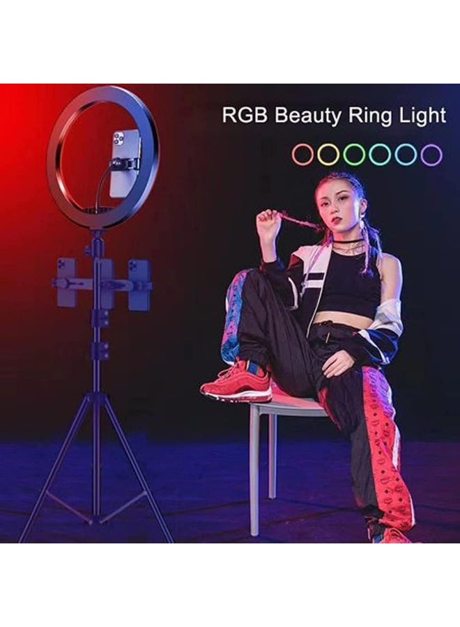 MUNTAQI RGB LED Soft Ring Light MJ26 – 10-Inch Dimmable Selfie Ring Light with Tripod Stand & Phone Holder, 26 RGB Colors, 3 Light Modes, USB Powered for Makeup, YouTube, TikTok, Photography, Live Streaming - Image 2