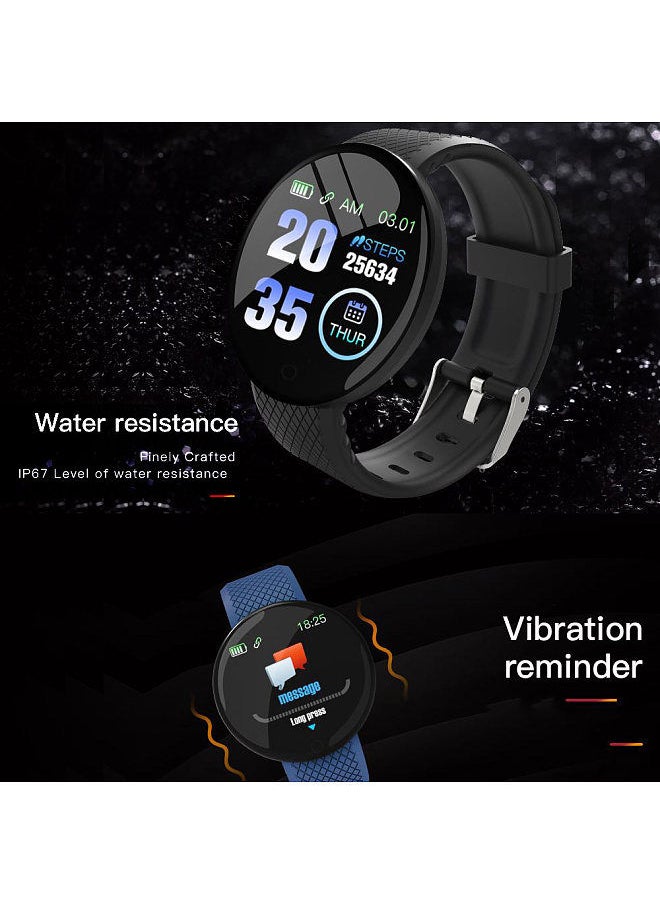 Generic - D18 1.3in Sports Waterproof Smartwatch with Heart Rate Sleep Monitoring Sedentary Remind Wristband Black - Image 1