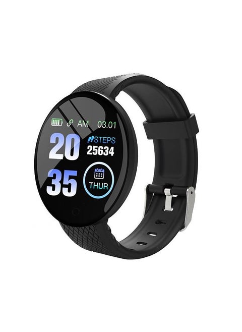 D18 1.3in Sports Waterproof Smartwatch with Heart Rate Sleep Monitoring Sedentary Remind Wristband Black