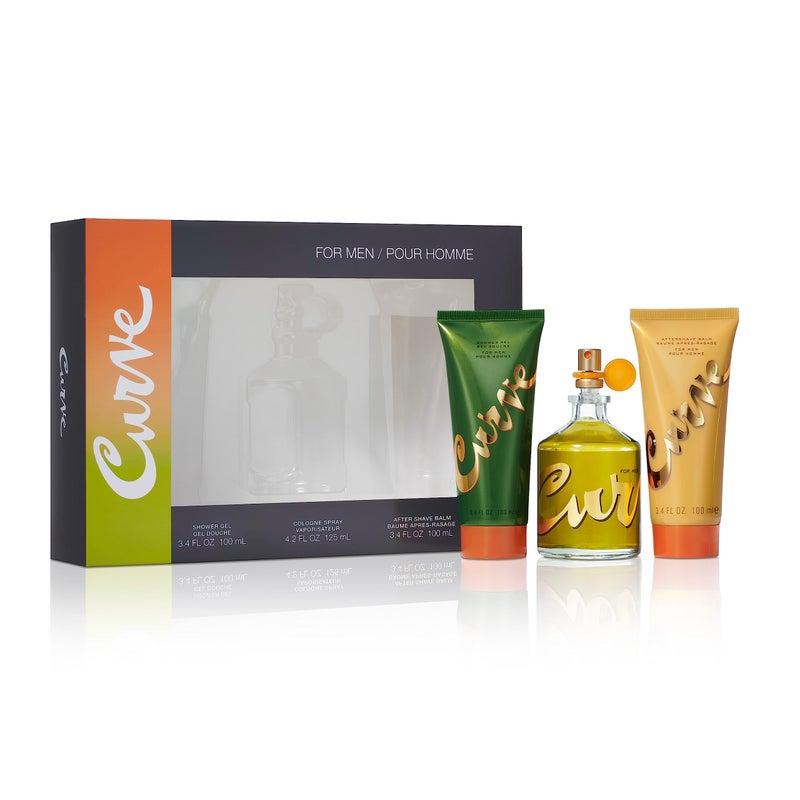 Curve for Men 3 Piece Fragrance Gift Set, Shower Gel, Aftershave Balm & Cologne, Spicy Woody Magnetic Scent for Day or Night, 4.2 fl oz - Image 2