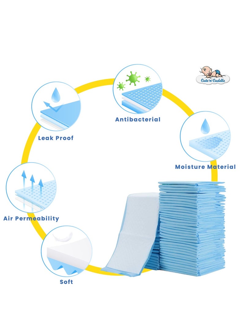 Cute 'n' Cuddle عبوة من 60 وسادة تغيير قابلة للاستخدام لمرة واحدة للأطفال 60 سم × 45 سم - Image 2