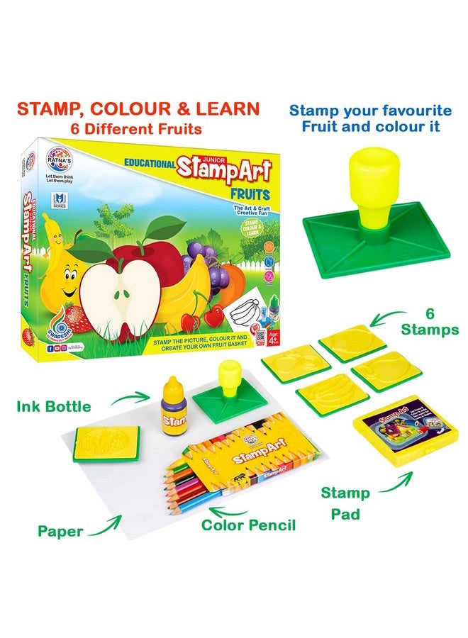 Ratna's Educational Art & Craft Stamp Art Fruit Small with 6 Different Fruit Stamps for Kids Ages 3+ - Image 2
