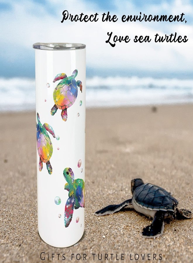 Mofvugz Sea Turtle Gifts - Sea Turtle Tumbler with Lid and Straw - Double Wall Vacuum Stainless Steel 20 Oz Watercolor Cup, Water Bottle, Travel Coffee Mug Decor, Accessories, Stuff - Image 5