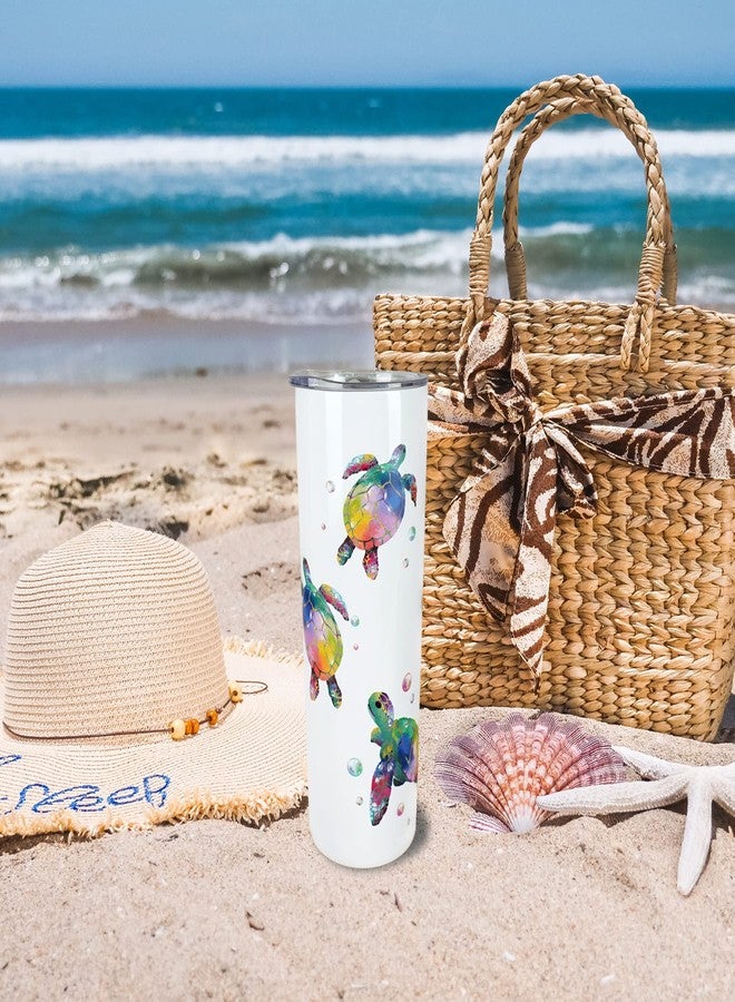 Mofvugz Sea Turtle Gifts - Sea Turtle Tumbler with Lid and Straw - Double Wall Vacuum Stainless Steel 20 Oz Watercolor Cup, Water Bottle, Travel Coffee Mug Decor, Accessories, Stuff - Image 4