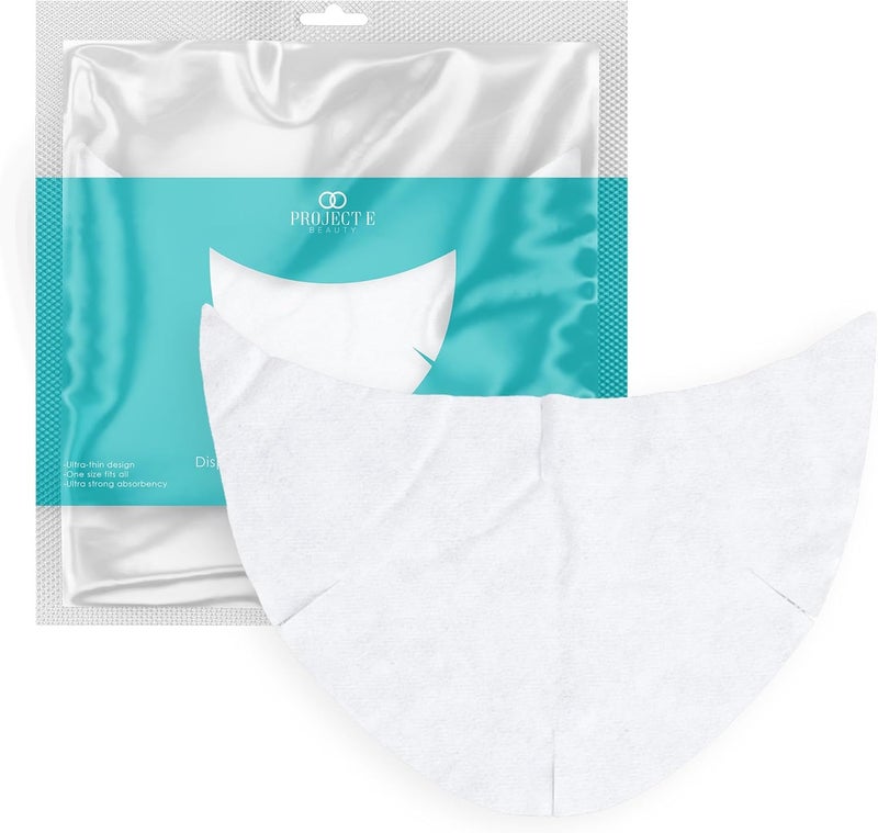 Project E Beauty 100pcs Disposable DIY NonWoven Neck Mask Paper by Project E Beauty  Ultra Thin Cotton Neck Mask  for Home  Spa Salon Use  Cosmetic Neck Paper for Toner Serum or Lotion 100 Neck Shaped