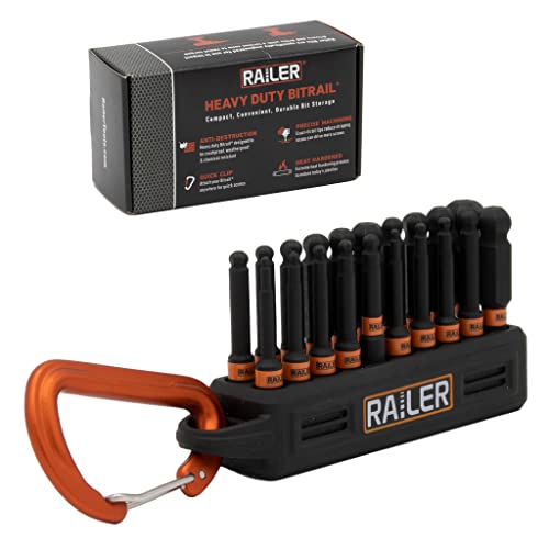 Railer Ball End Hex Bit Set - Railer 2 Inch Impact Driver 20pc Hex Bit Set With A Bit Holder & Carabiner. Premium S2 Steel, Ideal For Furniture Screws - Image 1