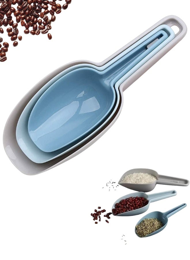 مجموعة مغارف الثلج من 3 قطع، مغارف مطبخ بلاستيكية متعددة الأغراض للعلب والدقيق والمساحيق والأطعمة الجافة والحلوى والفشار وحبوب القهوة وأطعمة الحيوانات الأليفة - Image 1