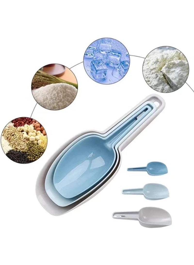 مجموعة مغارف الثلج من 3 قطع، مغارف مطبخ بلاستيكية متعددة الأغراض للعلب والدقيق والمساحيق والأطعمة الجافة والحلوى والفشار وحبوب القهوة وأطعمة الحيوانات الأليفة - Image 4
