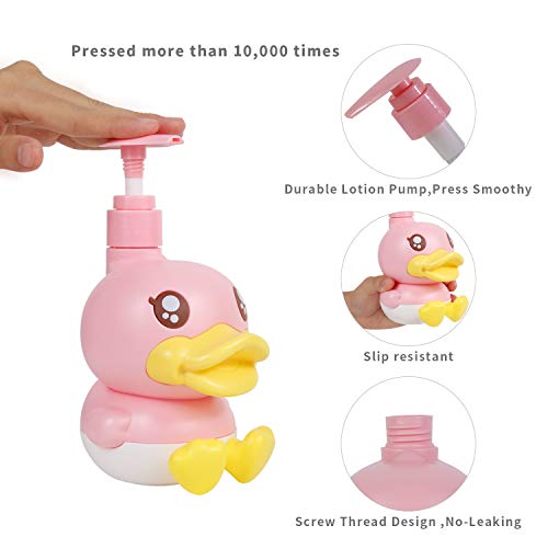 PURITY BABE Cute Soap Dispenser for Kids Gift,Bathroom Kitchen Countertop Vanity Top Dispenser fit Body Lotion Shampoo Shower Hand Sanitizer Animal Pink B Duck Themed Soap Bottle with Pump Bath Accessories - Image 3