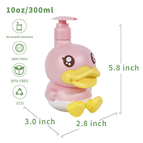 PURITY BABE Cute Soap Dispenser for Kids Gift,Bathroom Kitchen Countertop Vanity Top Dispenser fit Body Lotion Shampoo Shower Hand Sanitizer Animal Pink B Duck Themed Soap Bottle with Pump Bath Accessories - Image 5